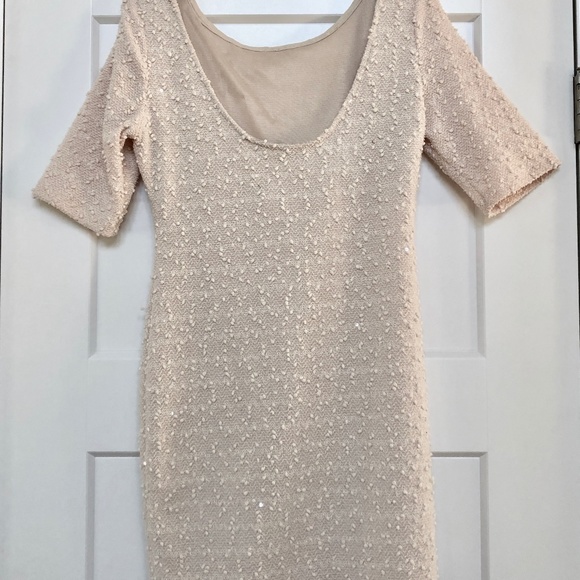 Forever21 Off White Midi Dress, with Sequins, low back, lined, never worn. - Picture 2 of 4